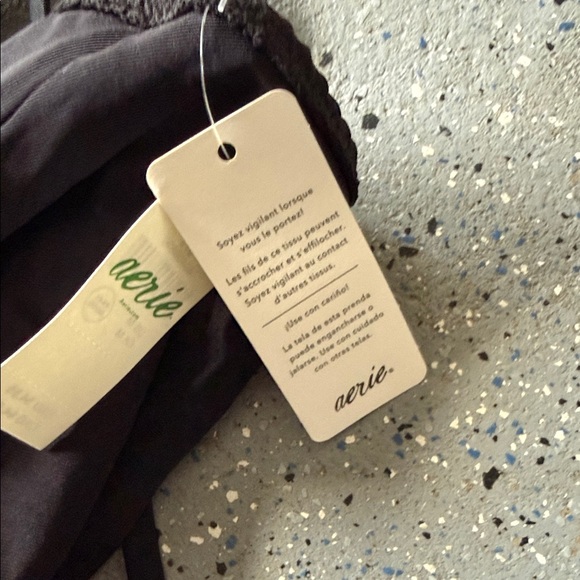 aerie Black Ribbed Halter One-Piece Swimsuit - Picture 5 of 5